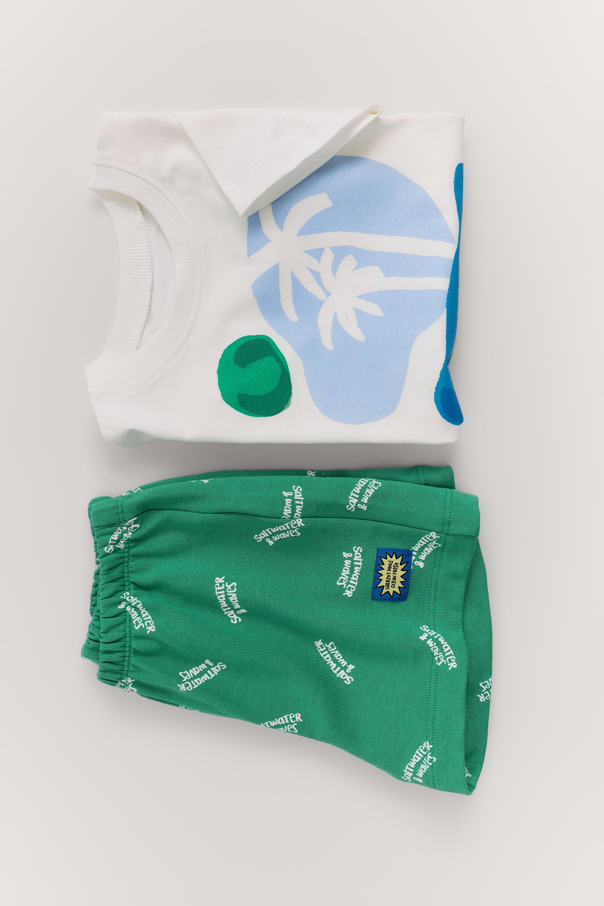 1.5-6 YEARS / PALM TREE PRINT PYJAMAS — Green