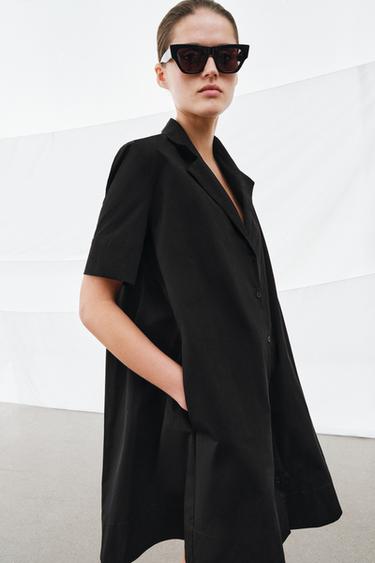 VESTIDO CORTO POPELÍN ZW COLLECTION - Negro de Zara
