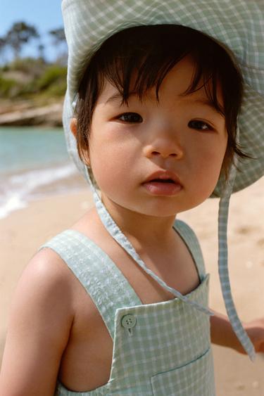 GINGHAM CHECK HAT - Sea green by Zara