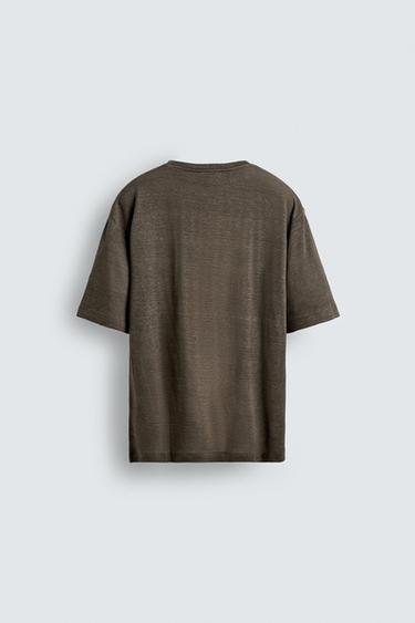 T-SHIRT CHANVRE - VISCOSE - Chocolat de Zara - Image 7