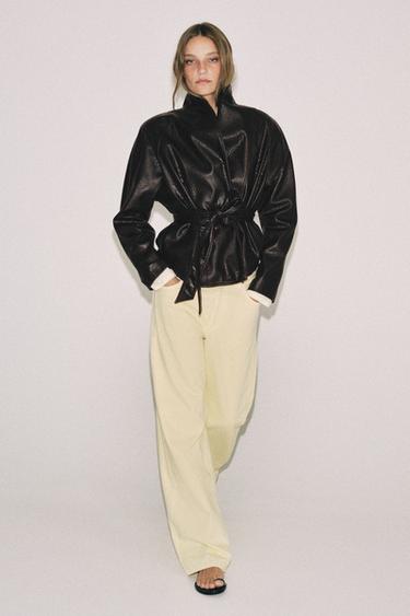 BUNDA S EFEKTOM KOŽE A OPASKOM ZW COLLECTION - Tmavá hnedá zn. Zara