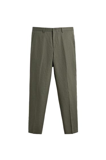 PANTALON DE COSTUME 100% LIN - Vert clair de Zara