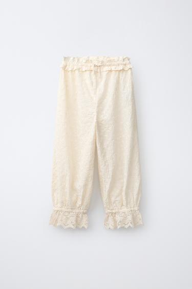 EMBROIDERED SAROUEL TROUSERS - Ecru by Zara