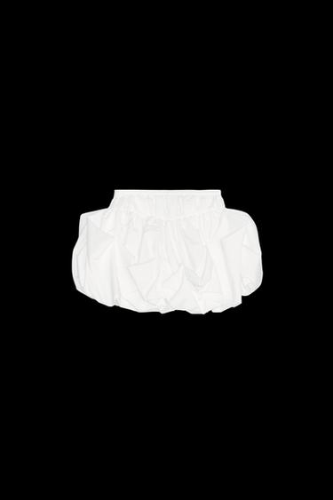 FALDA CORTA GLOBO ZW COLLECTION - Blanco de Zara