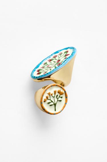 PACK 2 ANILLOS FORMAS GEOMÉTRICAS FLORES - Dorado de Zara
