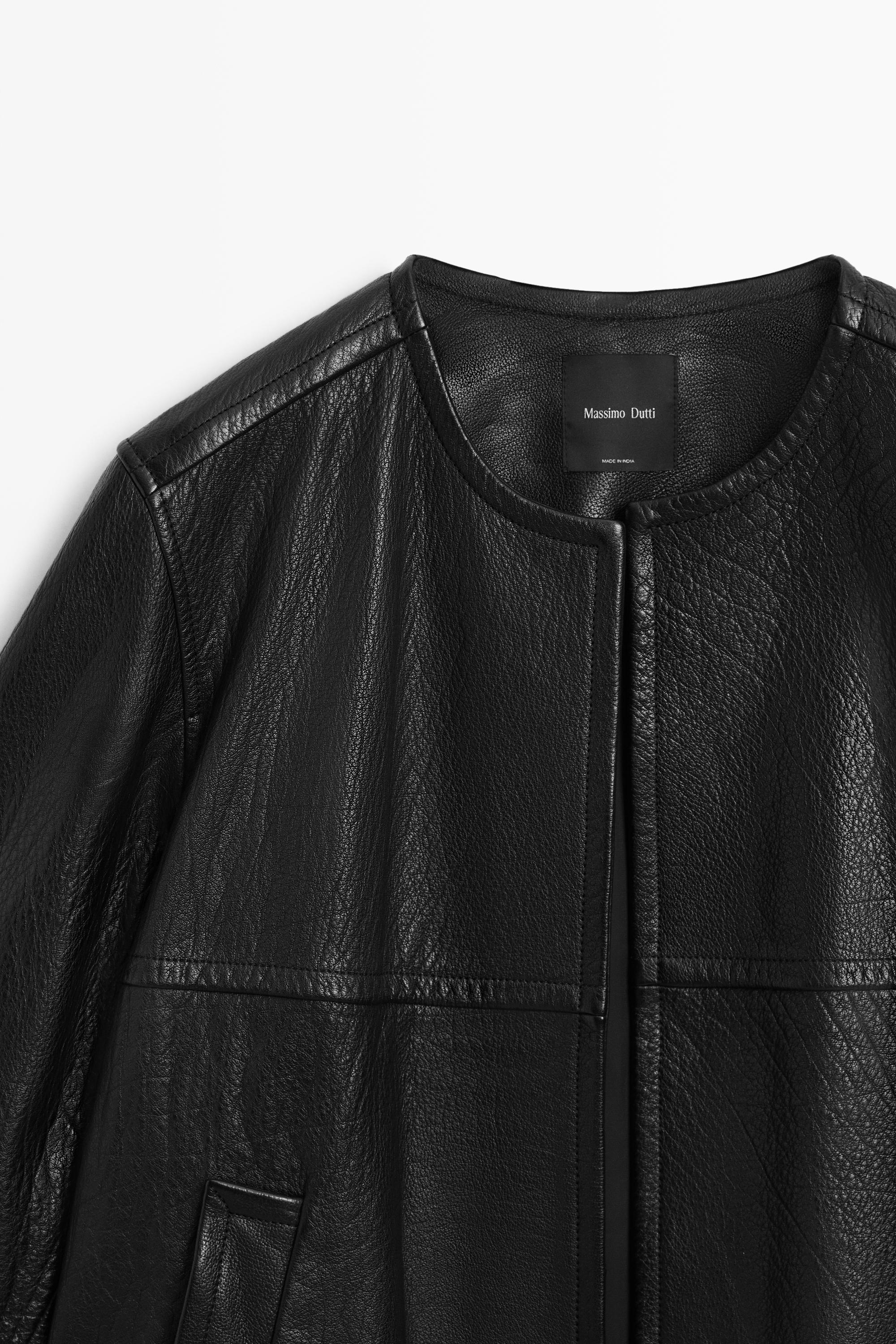 Veste courte en cuir nappa