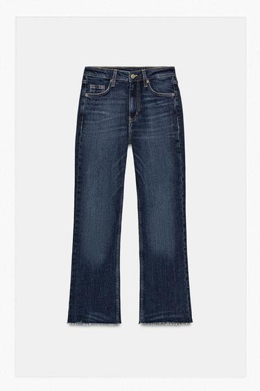 Zara TRF HIGH-WAISTED CROPPED FLARE JEANS - Navy blue