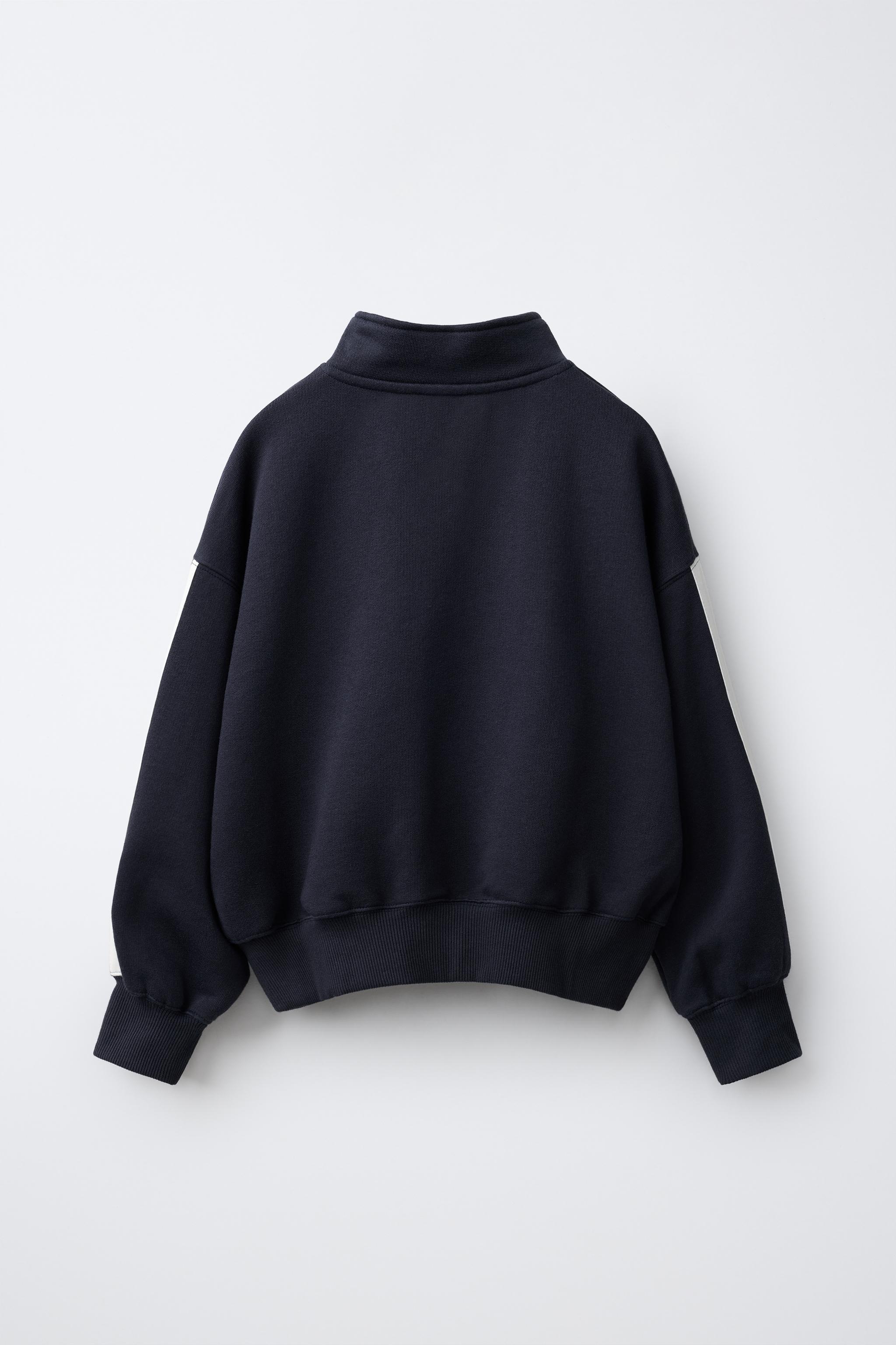 HIGH-NECK JOGGING SWEATSHIRT — Navy blue