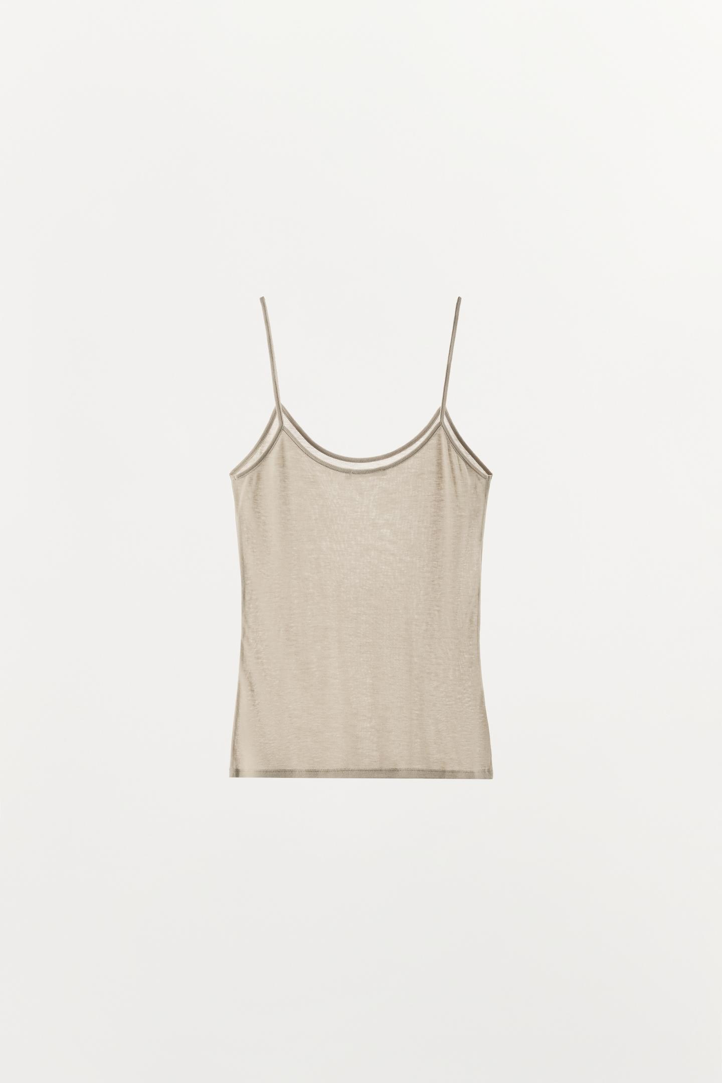 Женский топ Zara Wool Blend Tank Top, цвет: Коричневый / Серо-коричневый — фото 6