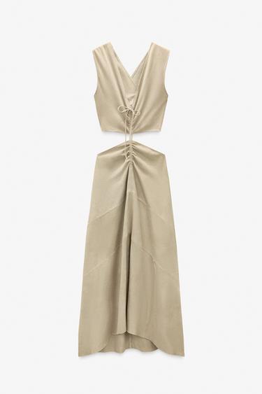 VESTIDO CUT OUT COURO DE SUEDE LIMITED EDITION - Bege da Zara