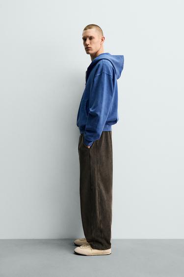 SWEAT DÉLAVÉ ZIPPÉ À CAPUCHE - Bleu / Acier de Zara - Image 3