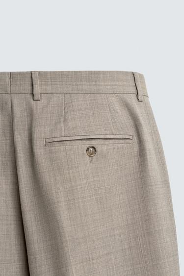 COMFORT WOOL BLEND SUIT TROUSERS - Grey / Beige by Zara - Image 8
