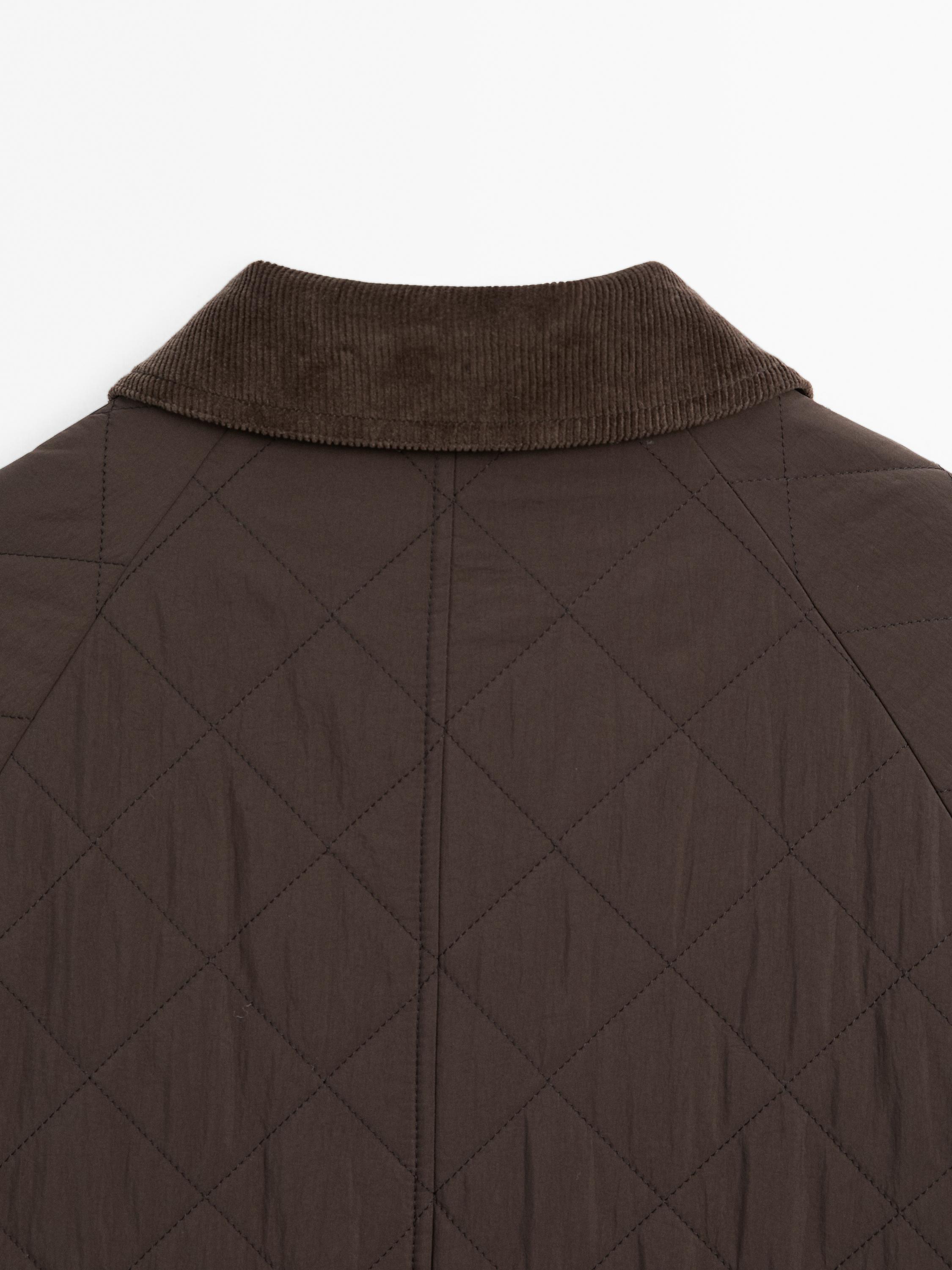 Long water-repellent coat with corduroy detail