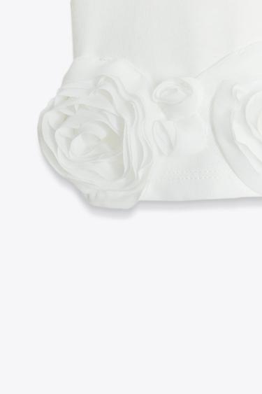 T-SHIRT ROSES EN RELIEF - Blanc de Zara - Image 6