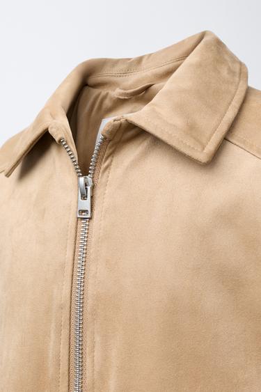FAUX SUEDE BOMBER JACKET - Beige by Zara - Image 4