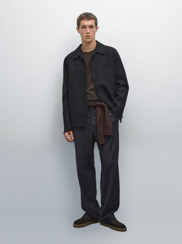 Zara Double wool blend overshirt - Navy blue - Image 0