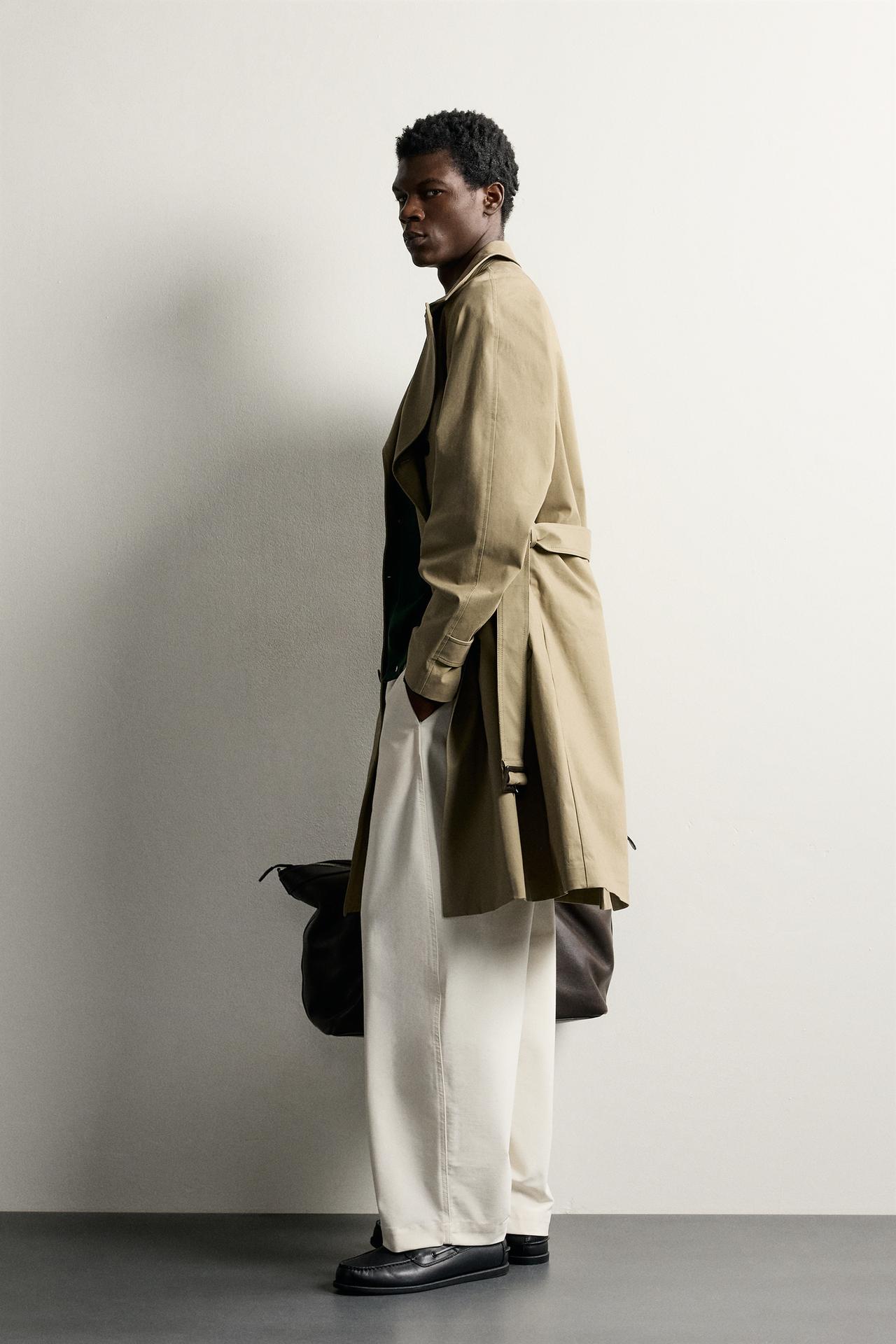 WATER-REPELLENT REGULAR FIT TRENCH COAT — taupe brown