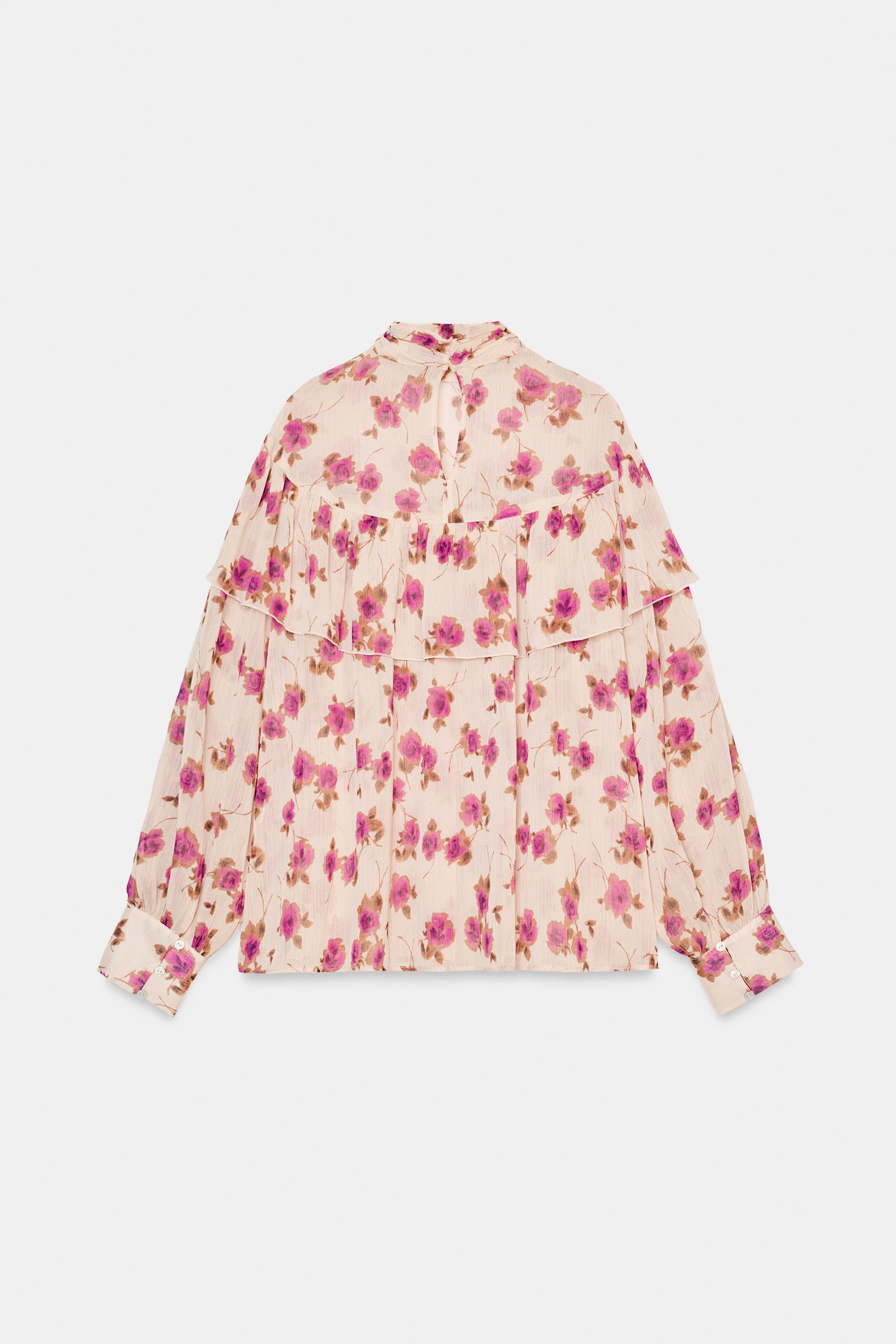 RUFFLED PRINT BLOUSE