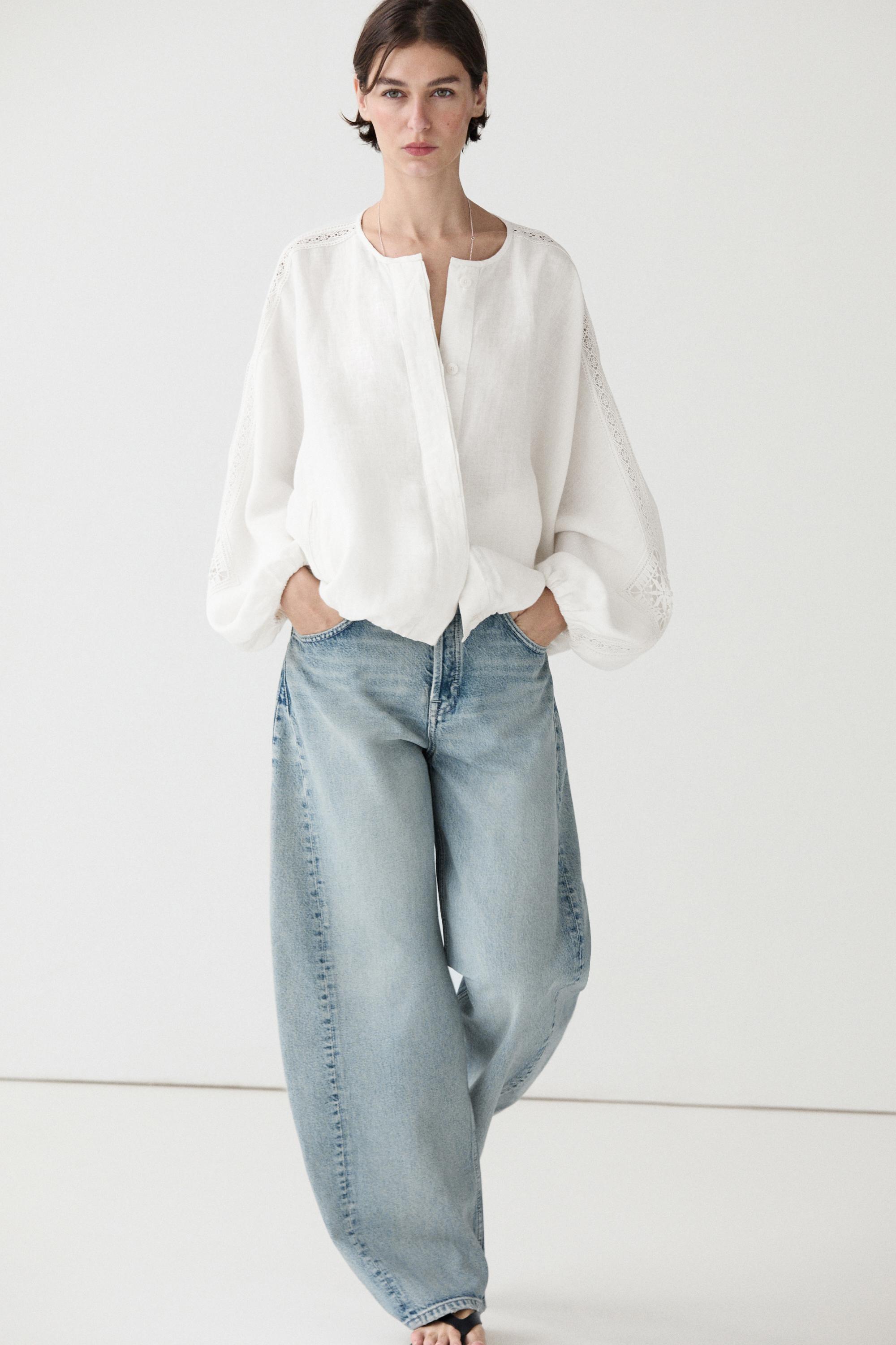 100% linen bomber jacket with embroidered detail
