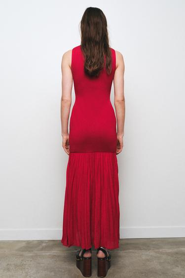 LONG COMBINED KNIT DRESS - Mid-red by Zara - Image 2
