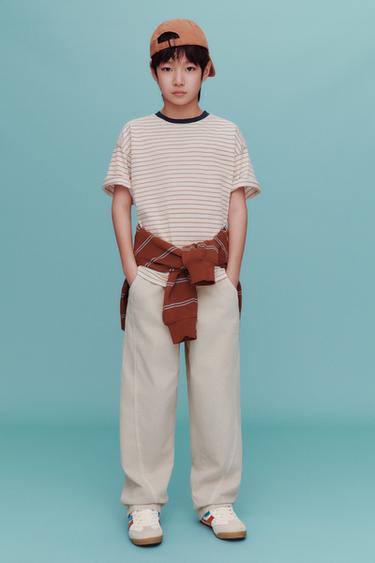 Zara 撞色領條紋 T 恤 - 條紋