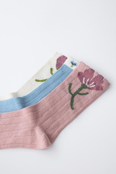 3-PACK OF FLORAL SOCKS - Pink by Zara - Image 1