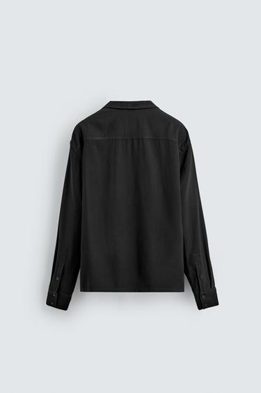 FLOWING RELAXED FIT SHIRT - Black by Zara - Image 7