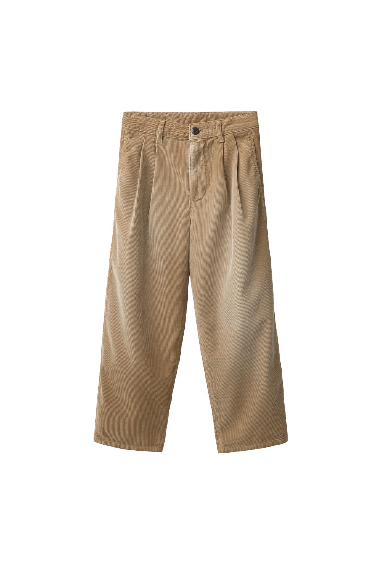 DISTRESSED EFFECT WIDE-LEG NEEDLECORD TROUSERS