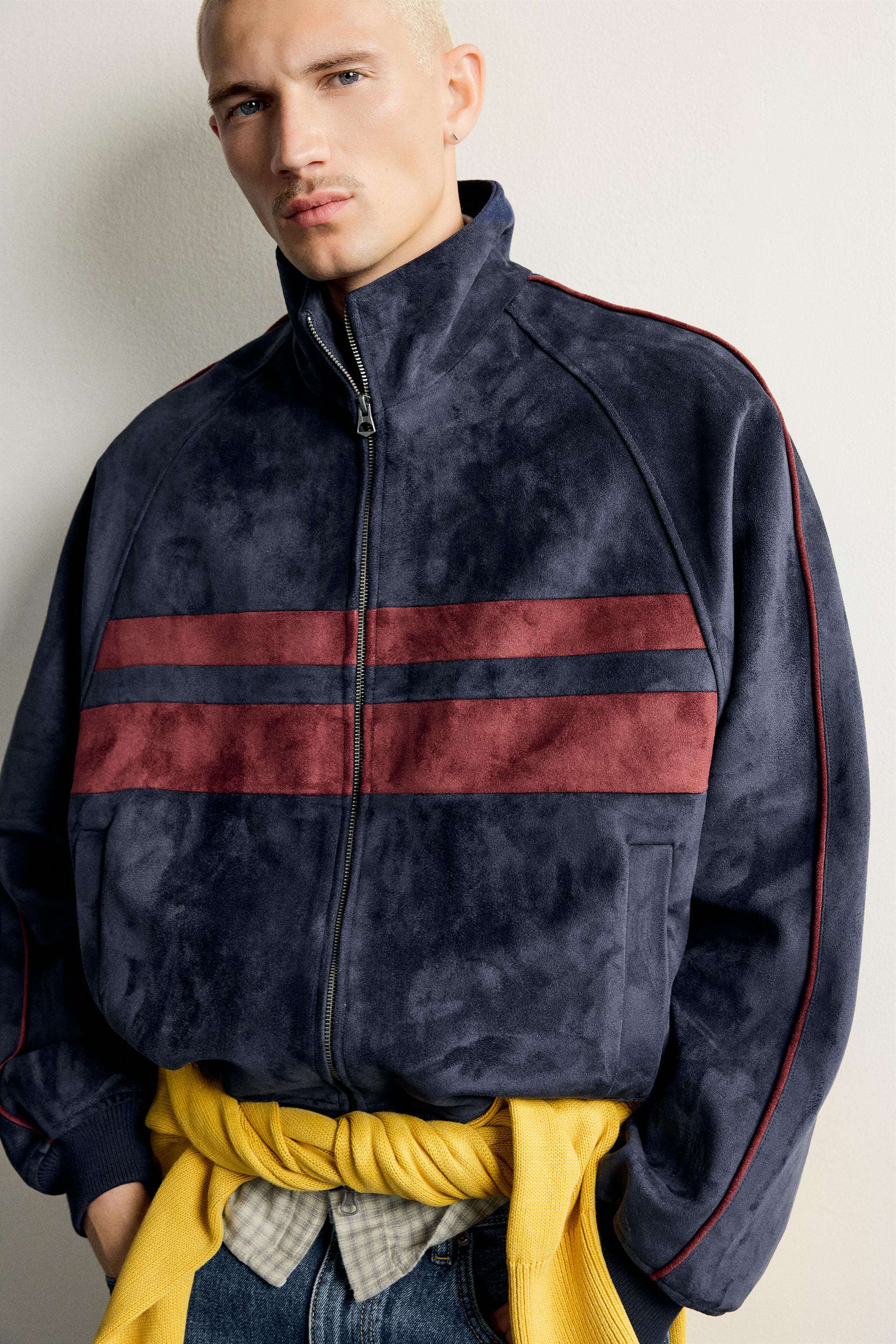 BLOUSON EFFET DAIM COLORIS CONTRASTE