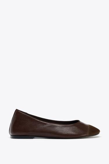 КОЖАНЫЕ БАЛЕТКИ — КОРИЧНЕВЫЙ от Zara