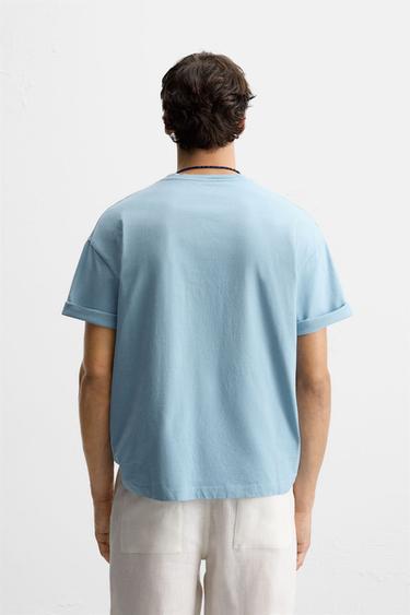 T-SHIRT WITH RAISED SLOGAN - Blue by Zara - Image 2