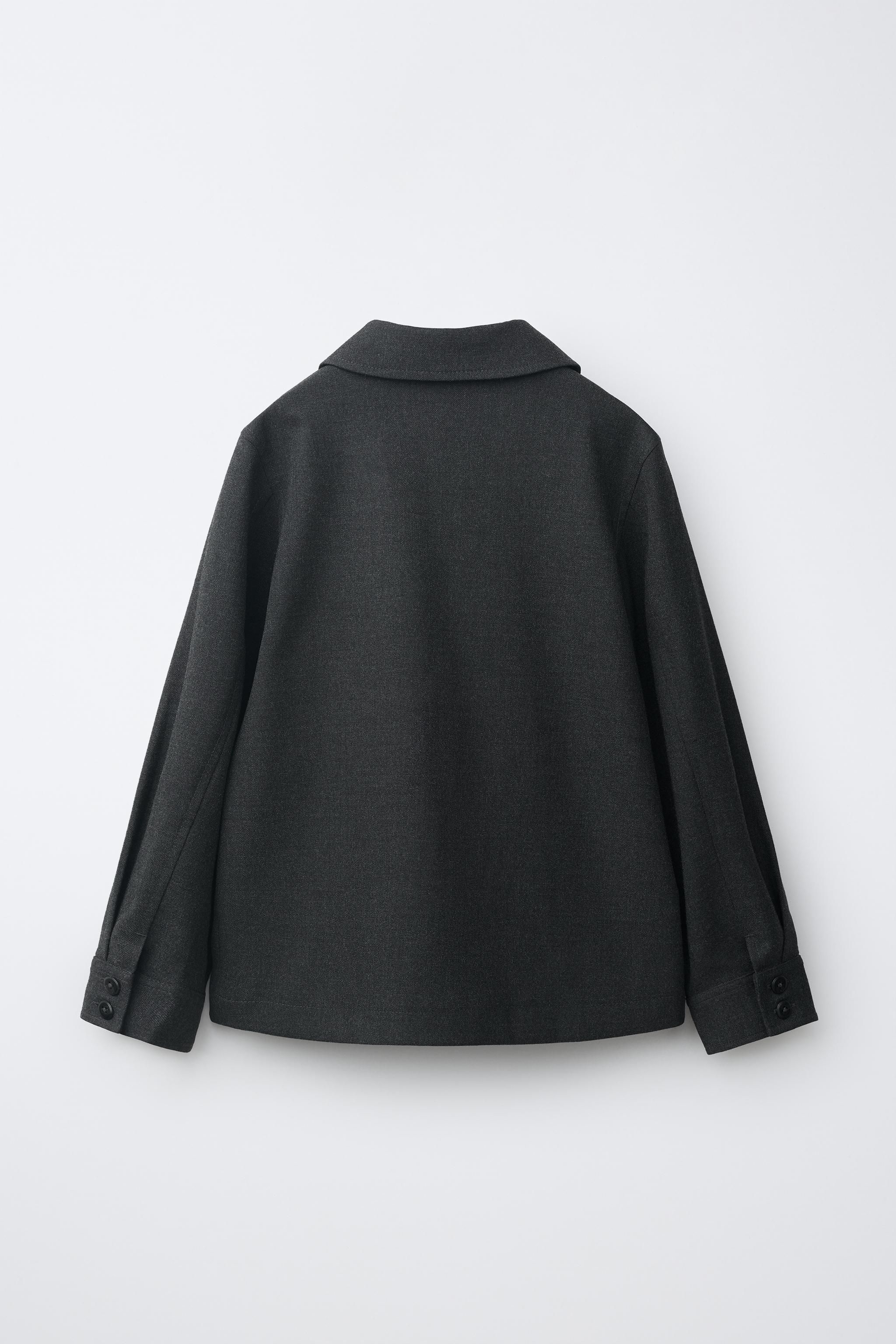 ZIP-UP OVERSHIRT — Dark gray