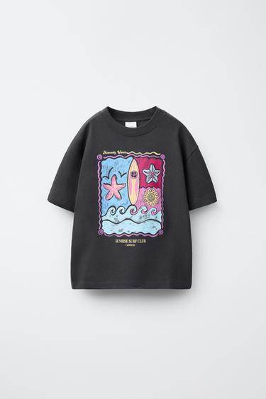 CAMISETA ESTAMPADO SURF - Gris antracita de Zara