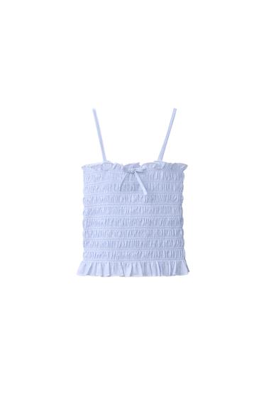 SMOCKED TOP WITH ELASTICATED TRIMS - Stripes by Zara