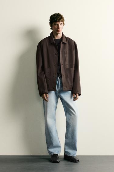 SOBRECAMISA REGULAR FIT BOLSILLOS - Marrón de Zara - Imagen 0