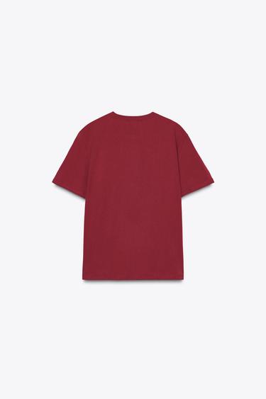 FADED T-SHIRT WITH SLOGAN - Raspberry by Zara - Image 4