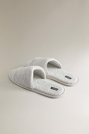 Zara OPEN TERRY BATHROOM SLIPPERS - 灰色