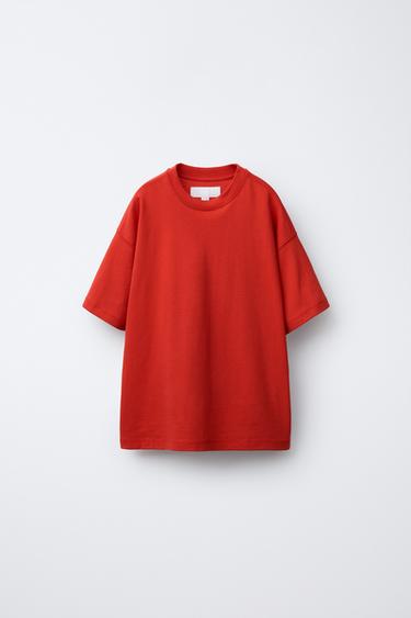 Zara PLAIN BASIC T-SHIRT - Red