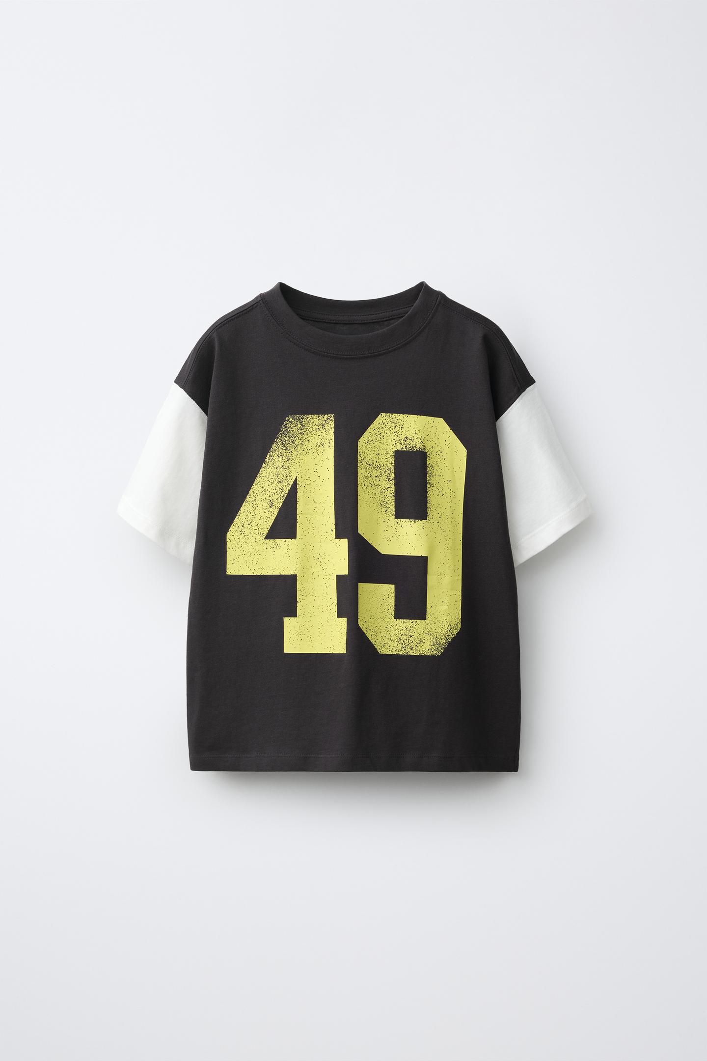 Детская футболка Zara Text Print, цвет: Тёмный антрацитовый — фото 1