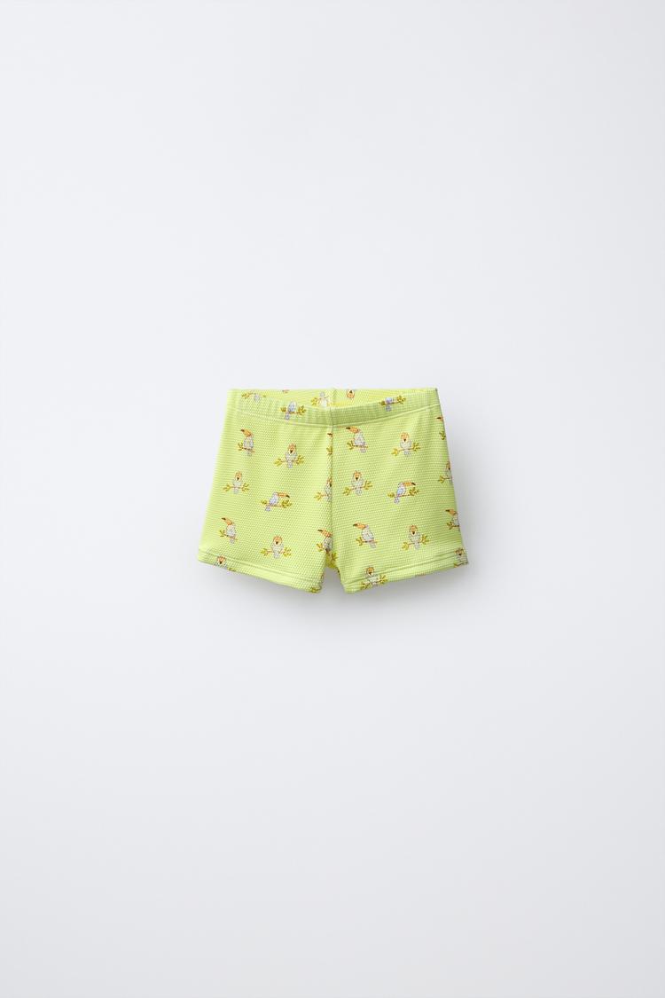 1-6 YEARS/ TOUCAN BOXER SWIM TRUNKS — Light lime green