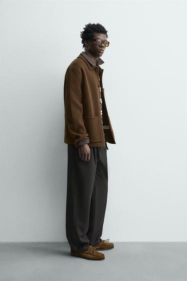 REGULAR FIT 100% WOOL OVERSHIRT - Dark brown by Zara - Image 3