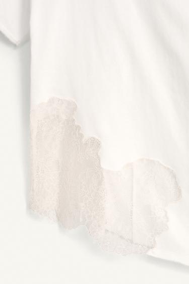 LIMITED EDITION ASYMMETRIC LACE T-SHIRT - Ecru by Zara - Image 7