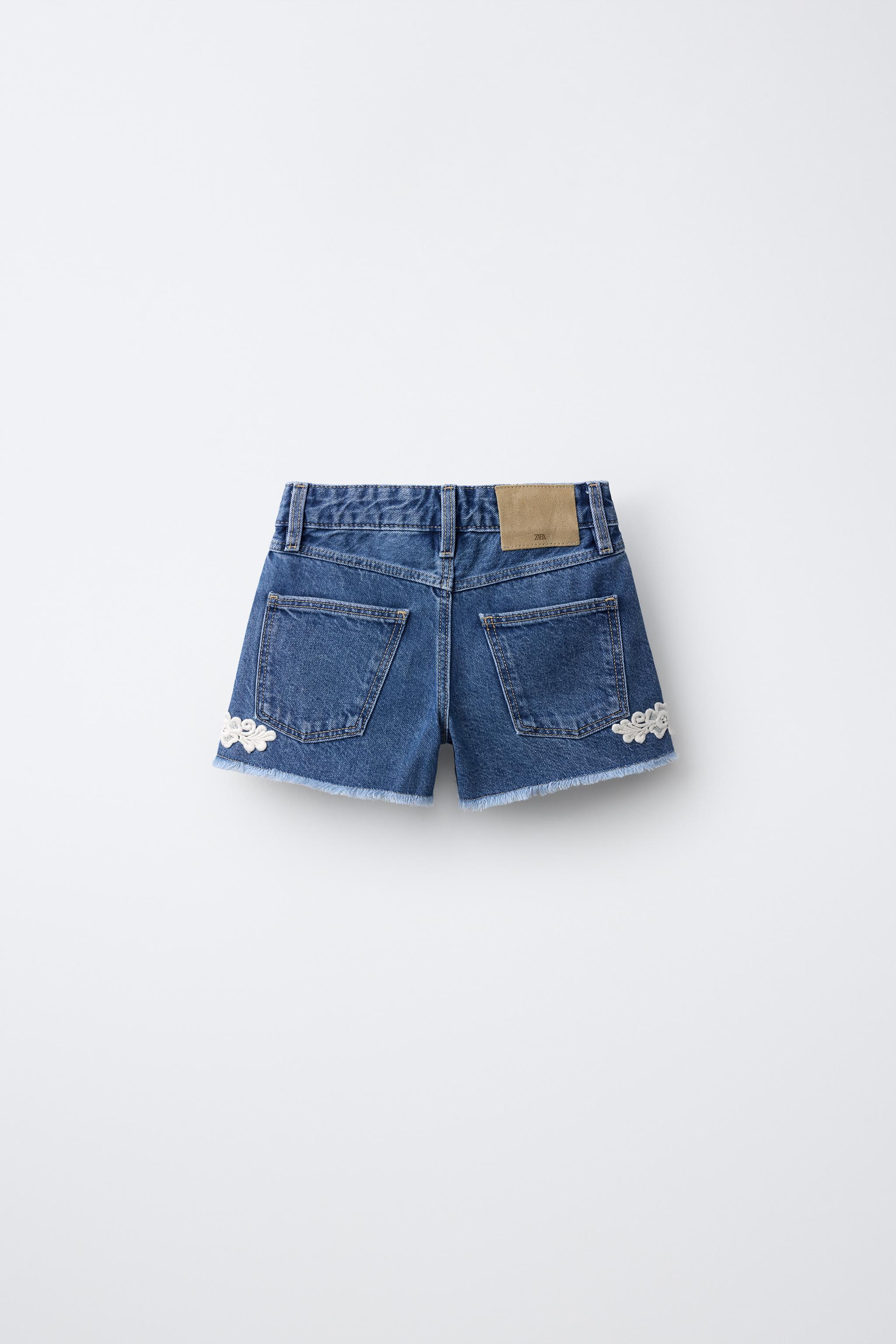CROCHET DENIM BERMUDA SHORTS