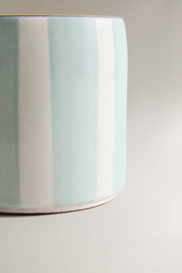 STRIPED CERAMIC BATHROOM ORGANISER JAR - Blue/White by Zara - Image 3