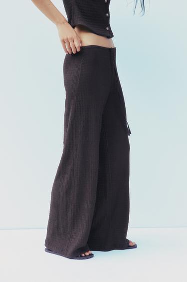 TEXTURED STRAIGHT-LEG TROUSERS - Chocolate by Zara - Image 2