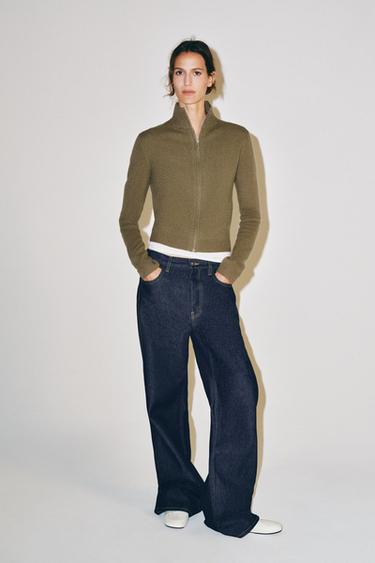 100% WOOL ZIP-UP JACKET - Mink by Zara - Image 0