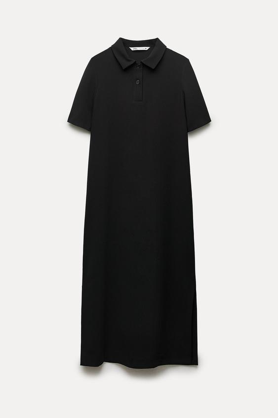 ZW COLLECTION POLO COLLAR DRESS Black ZARA New Zealand