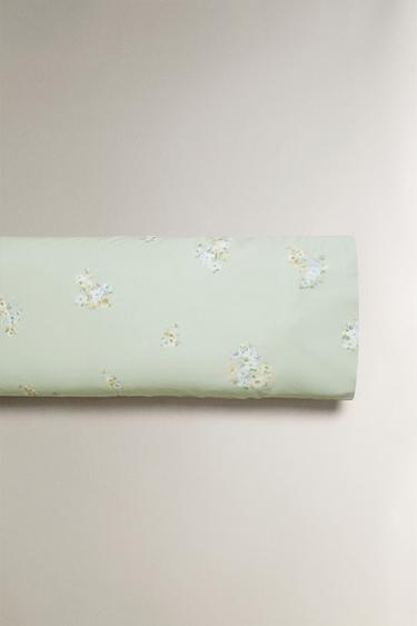 TAIE D’OREILLER SATIN FLEURS SAUVAGES - Vert de Zara - Image 4