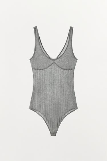 BODY EN MAILLE MÉLANGE VISCOSE - Gris chiné de Zara - Image 5