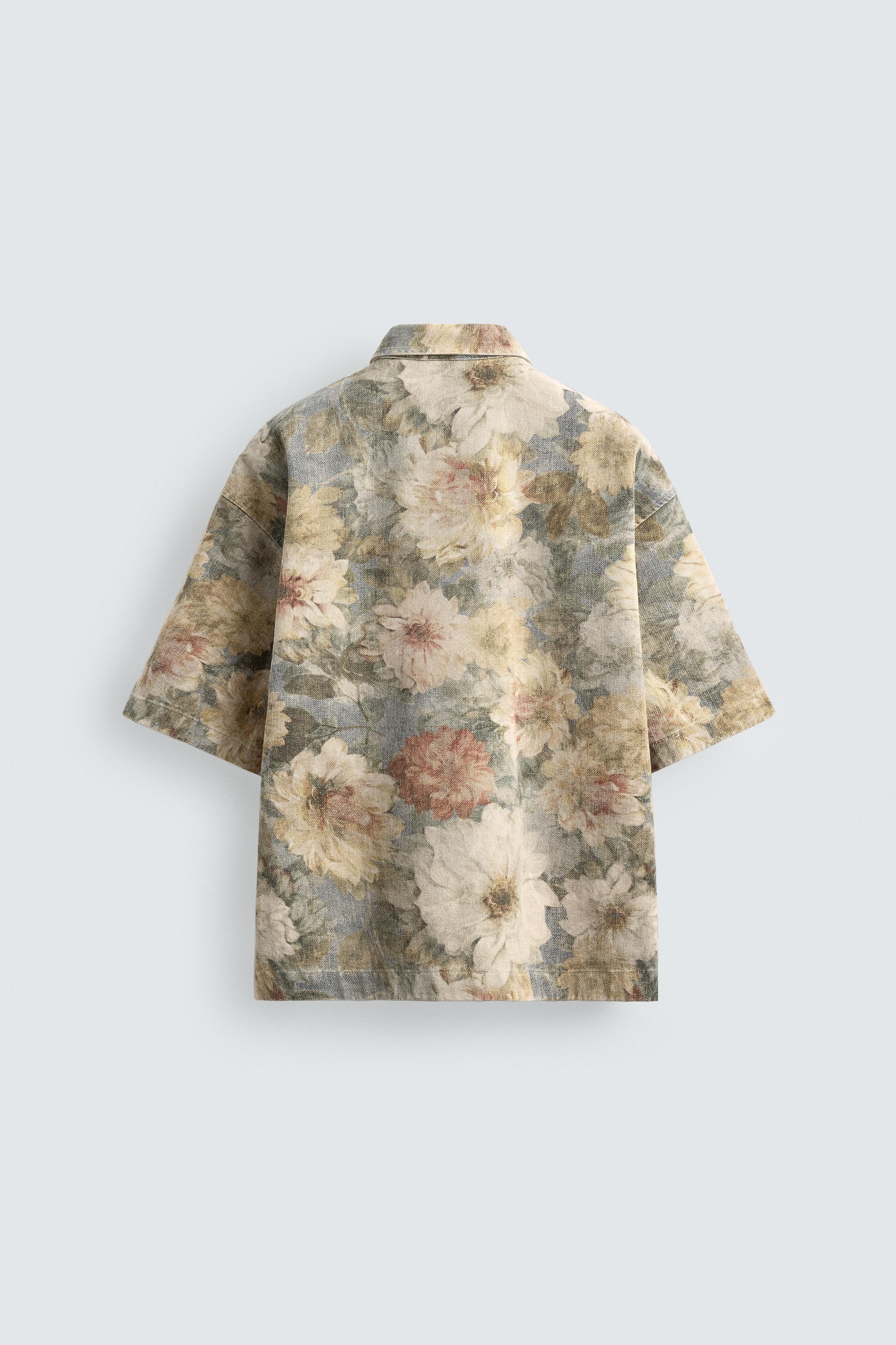 WASHED FLORAL PRINT RELAXED FIT SHIRT